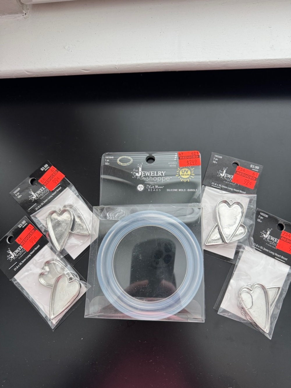 Hobby Lobby Clear Silicone Bangle Mold with Silver Heart Charms